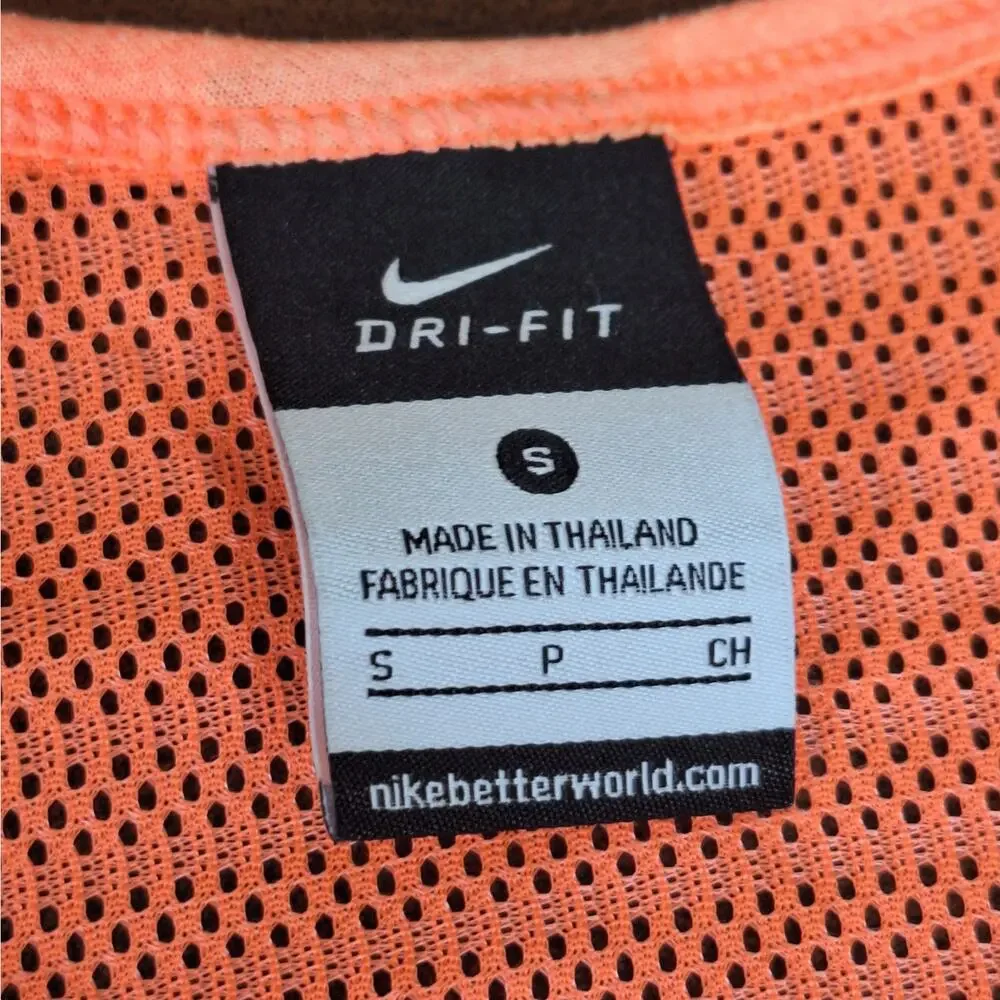 Nike Dri-FIT Womens Small Orange Mesh Panel Running Activewear Shirt Top EUC - S